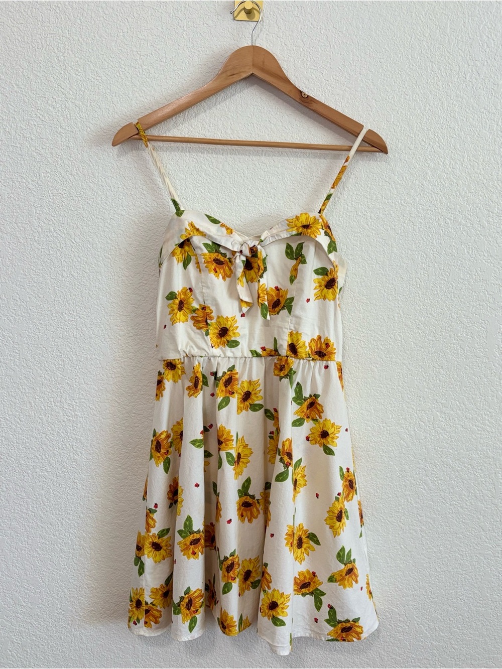 Bailey Blue Sunflower Tie Front Mini Dress Cottagecore Sundress Small